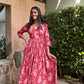 Red Handblock Printed Cotton Anarkali