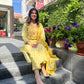 Pastel Green Cotton Printed Dupatta Set with embroidery.