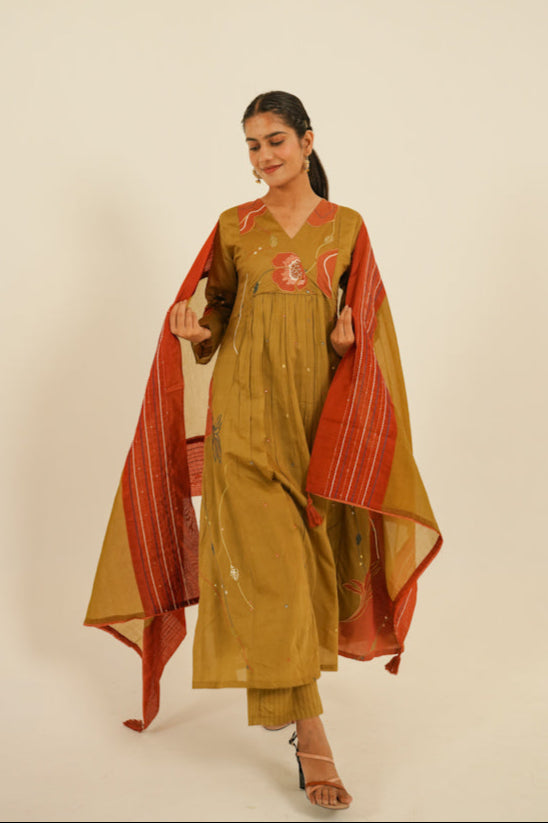 Mulchanderi Anarkali Set With Embroidery