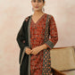 Brown Cotton Ajrak Kurta Set