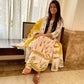 Yellow Floral Print Cotton Anarkali Suit Set