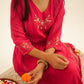 Hand-Embroidered Mul Chanderi Nayra-Cut Kurta Set