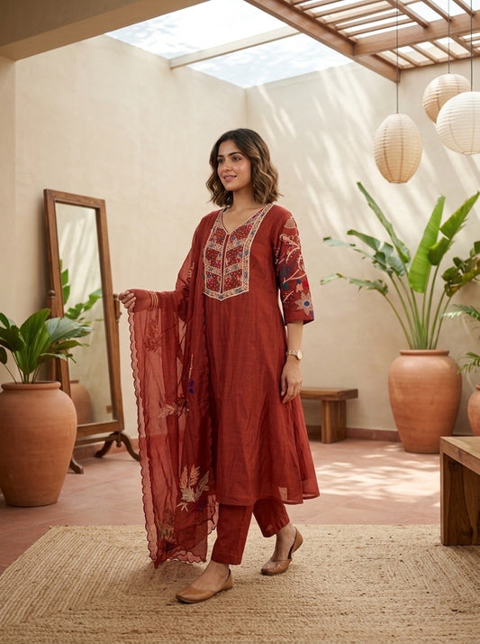 Pure Banaras Mulchanderi 3-Piece Set