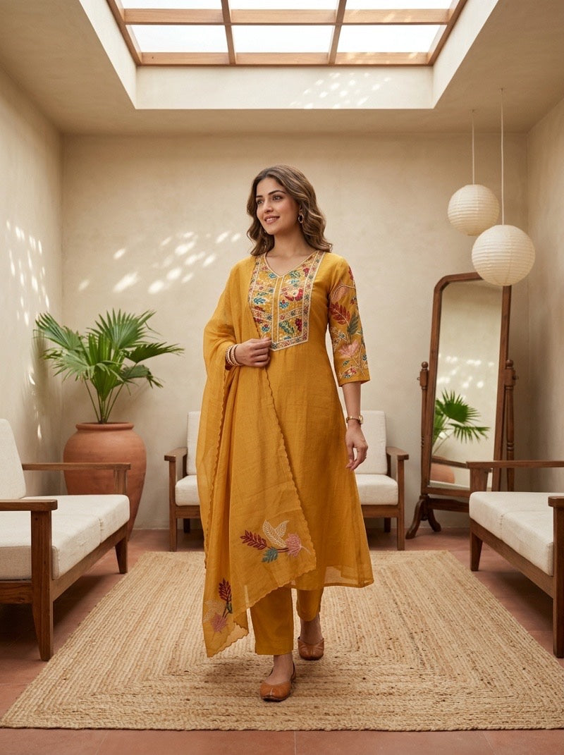 Pure Banaras Mulchanderi 3-Piece Set