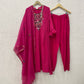 Pink Mul Cotton Suit Set with hand katha work
