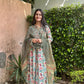 Green Handblock Printed Cotton Anarkali