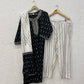 Black printed cotton kurta set with dupatta