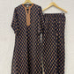 Black Floral Cotton Kurta Set