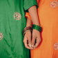 Hand-Embroidered Dola Silk A-Line Kurta Set
