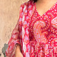 Red Handblock Printed Cotton Anarkali