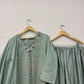 Sea Green Mul Cotton Suit Set with hand katha work