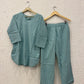 Pink/Teal blue Floral printed cotton loungewear set.