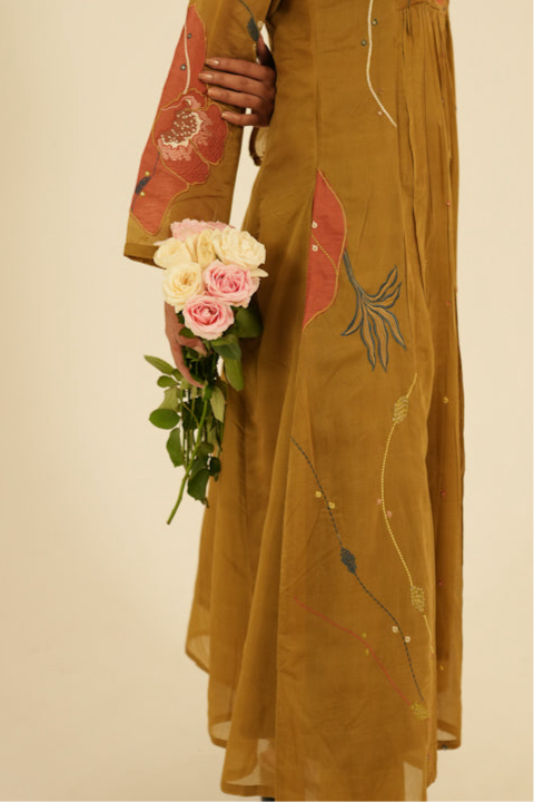 Mulchanderi Anarkali Set With Embroidery