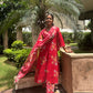 Floral Cotton Suit Set with Printed Dupatta
