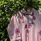 Pink Stripes Floral Printed Cotton Straight Suit Set
