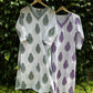 White V-neck Floral Printed Cotton Straight Suit Set