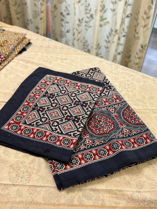 Ajrak Print Pure Cotton King Size Bed Sheet