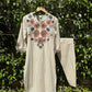 Cream Embroidered Kurta Pant Set