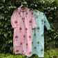 Pink Stripes Floral Printed Cotton Straight Suit Set