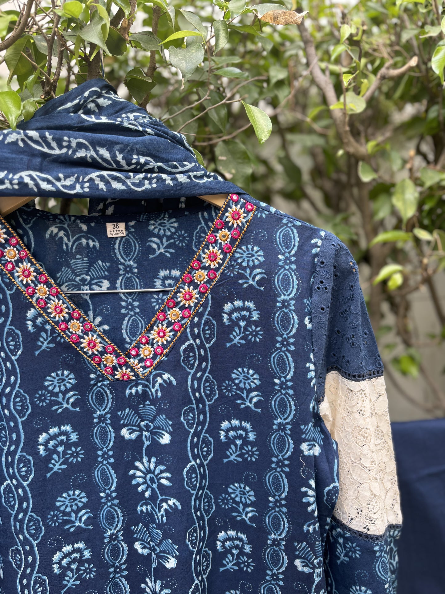 Indigo Straight Suit Set