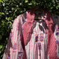 Pink Stripes Floral Printed Cotton Straight Suit Set