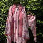 Pink Stripes Floral Printed Cotton Straight Suit Set