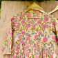 Yellow Floral Print Pure Hand-block Anarkali Suit Set