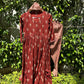 Red Dabu Cotton Anarkali Suit Set