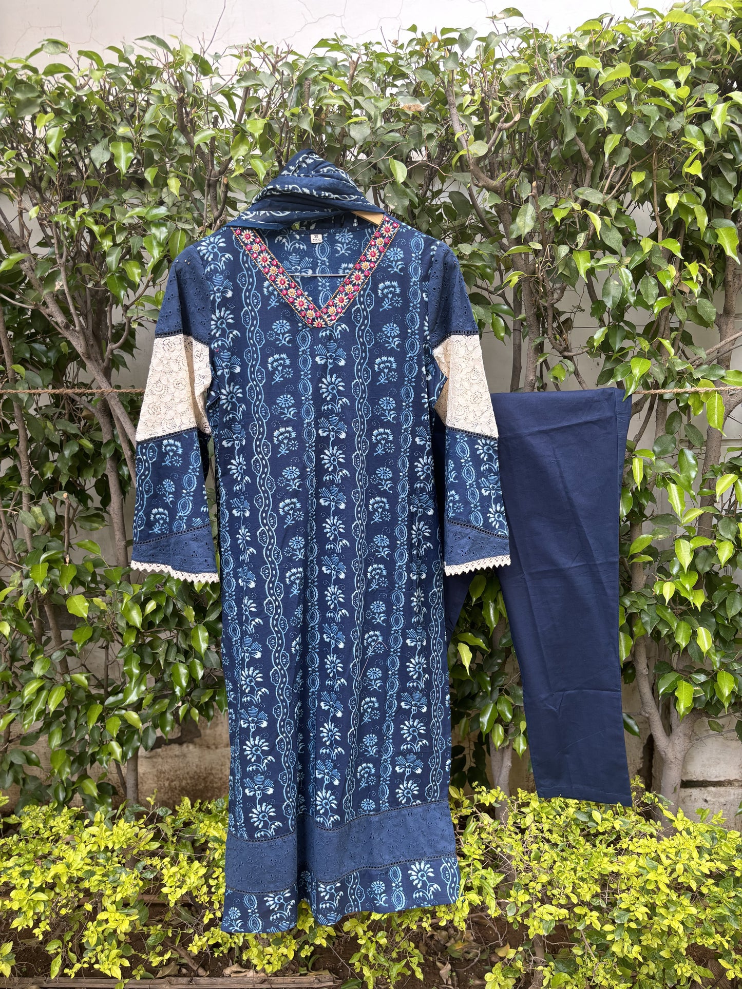 Indigo Straight Suit Set