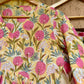 Yellow Floral Print Pure Hand-block Anarkali Suit Set