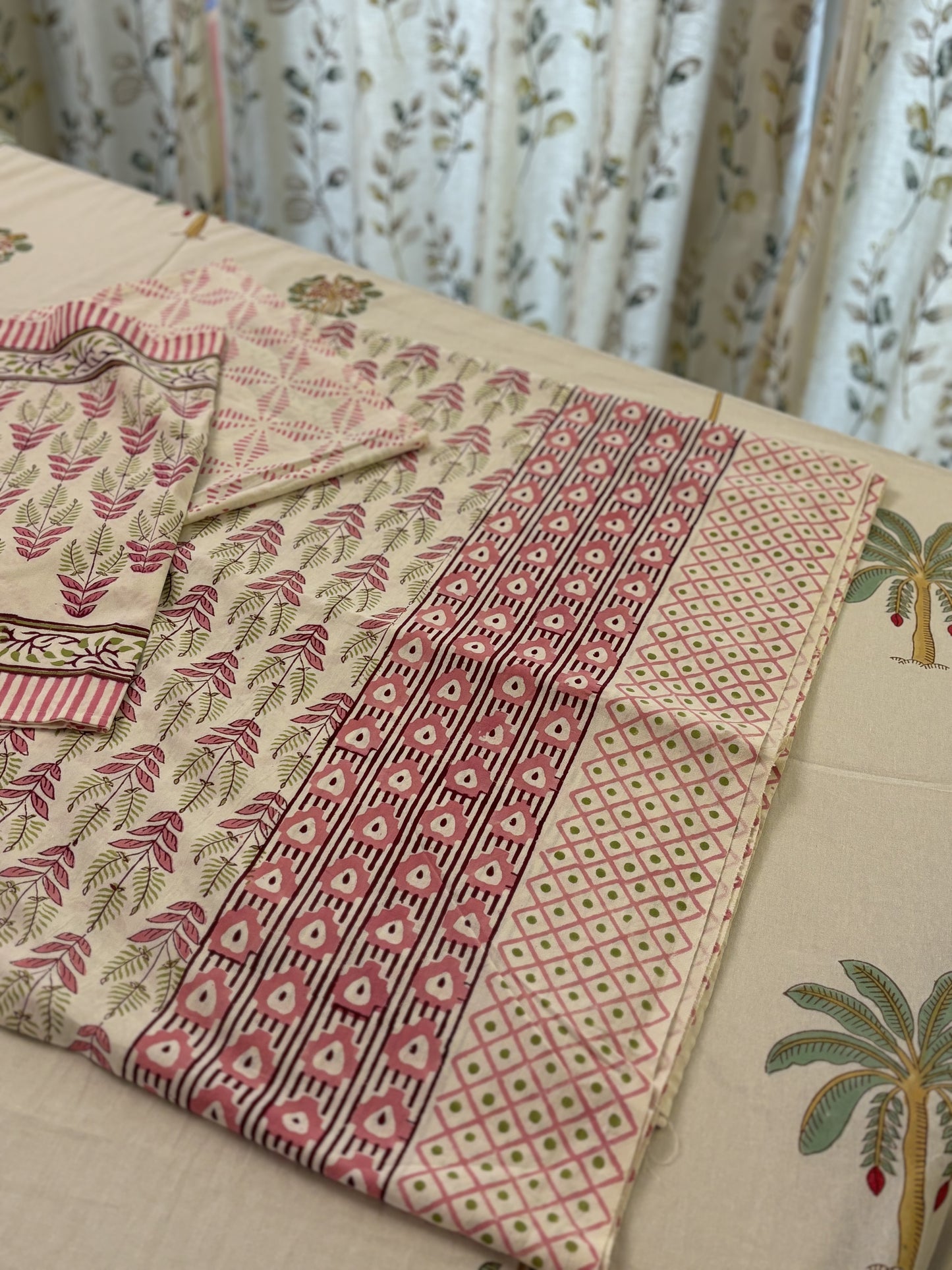 Pink Bagh Pure Hand Block Printed King Size Bed Sheet