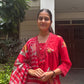 Floral Cotton Suit Set with Printed Dupatta