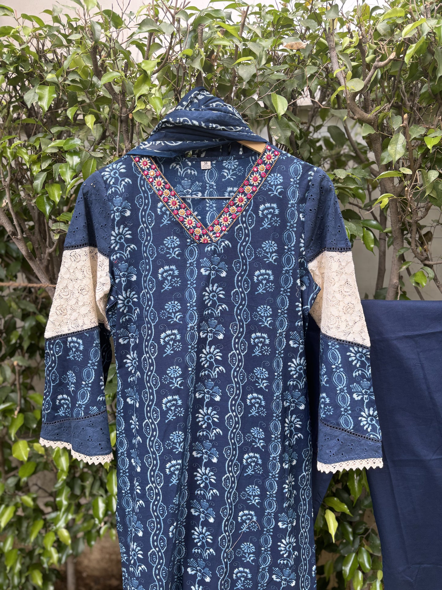 Indigo Straight Suit Set