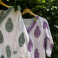 White V-neck Floral Printed Cotton Straight Suit Set