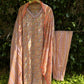 Peach Floral Print V-neck Cotton Straight Suit Set