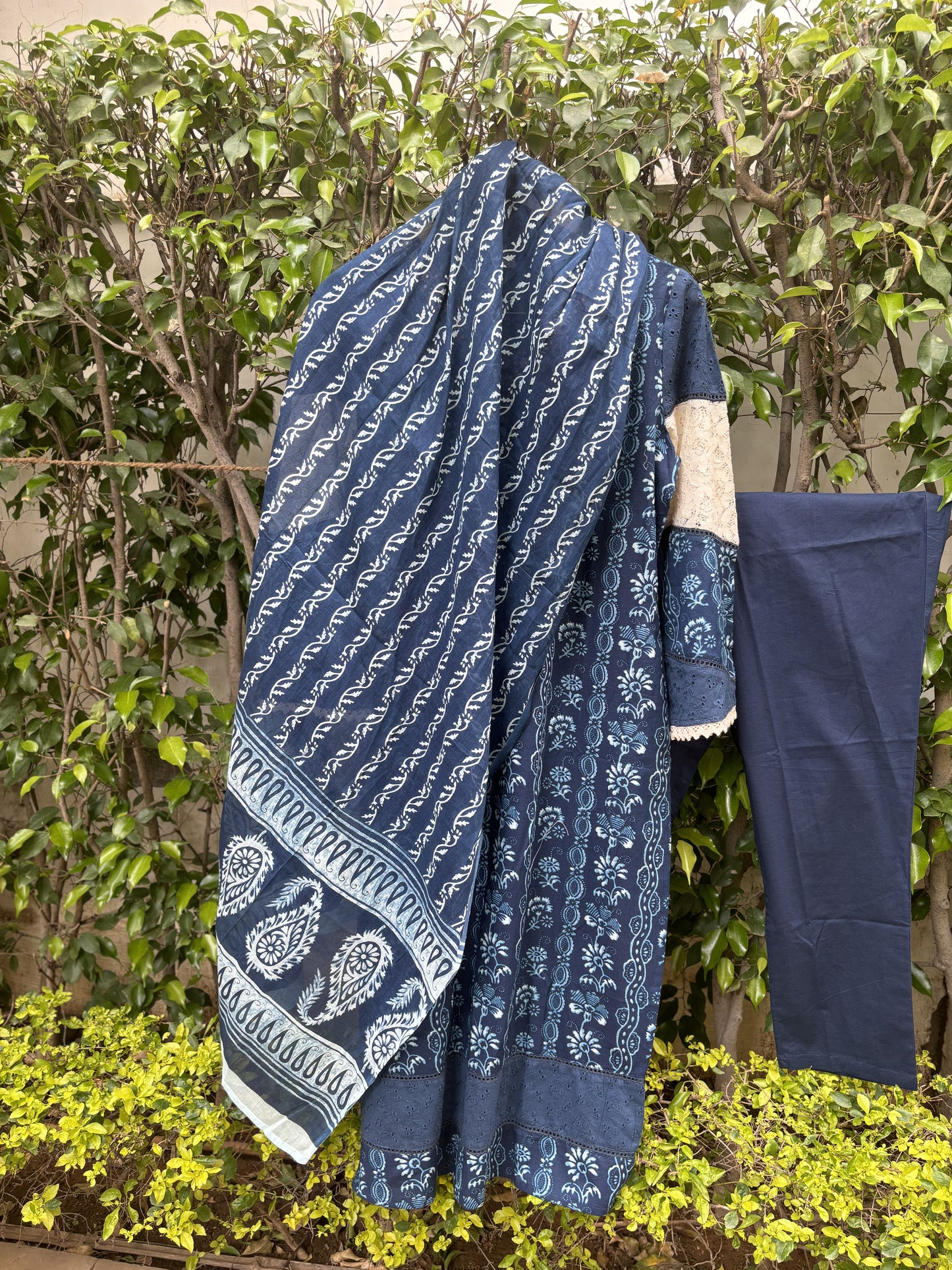 Indigo Straight Suit Set