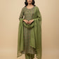 Green Silk Straight Suit Set