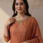 Orange Chanderi Straight Suit Set