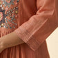 Rust Mul Chanderi A-Line Kurta Set