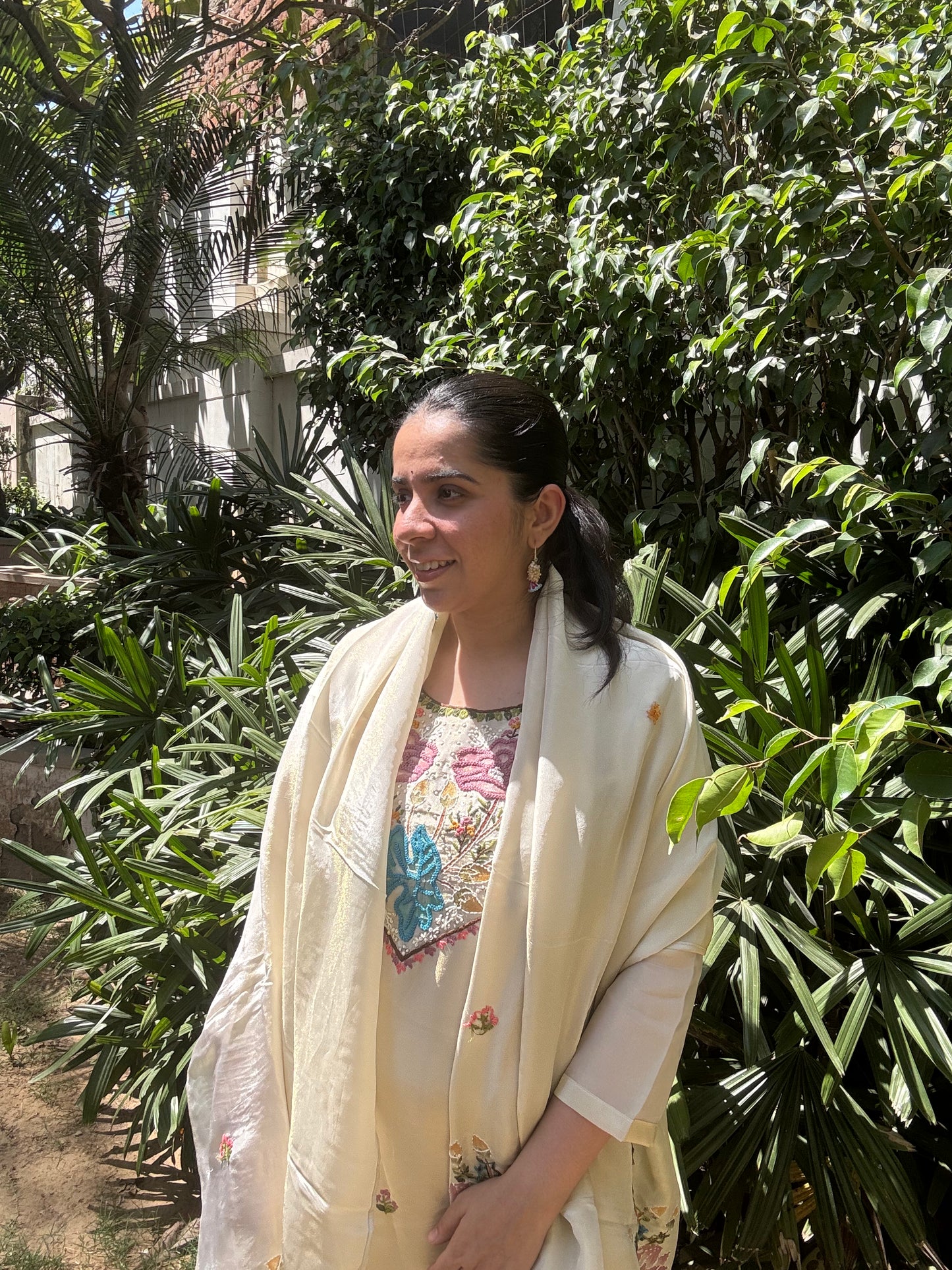 Cream Tissue Silk Suit Set