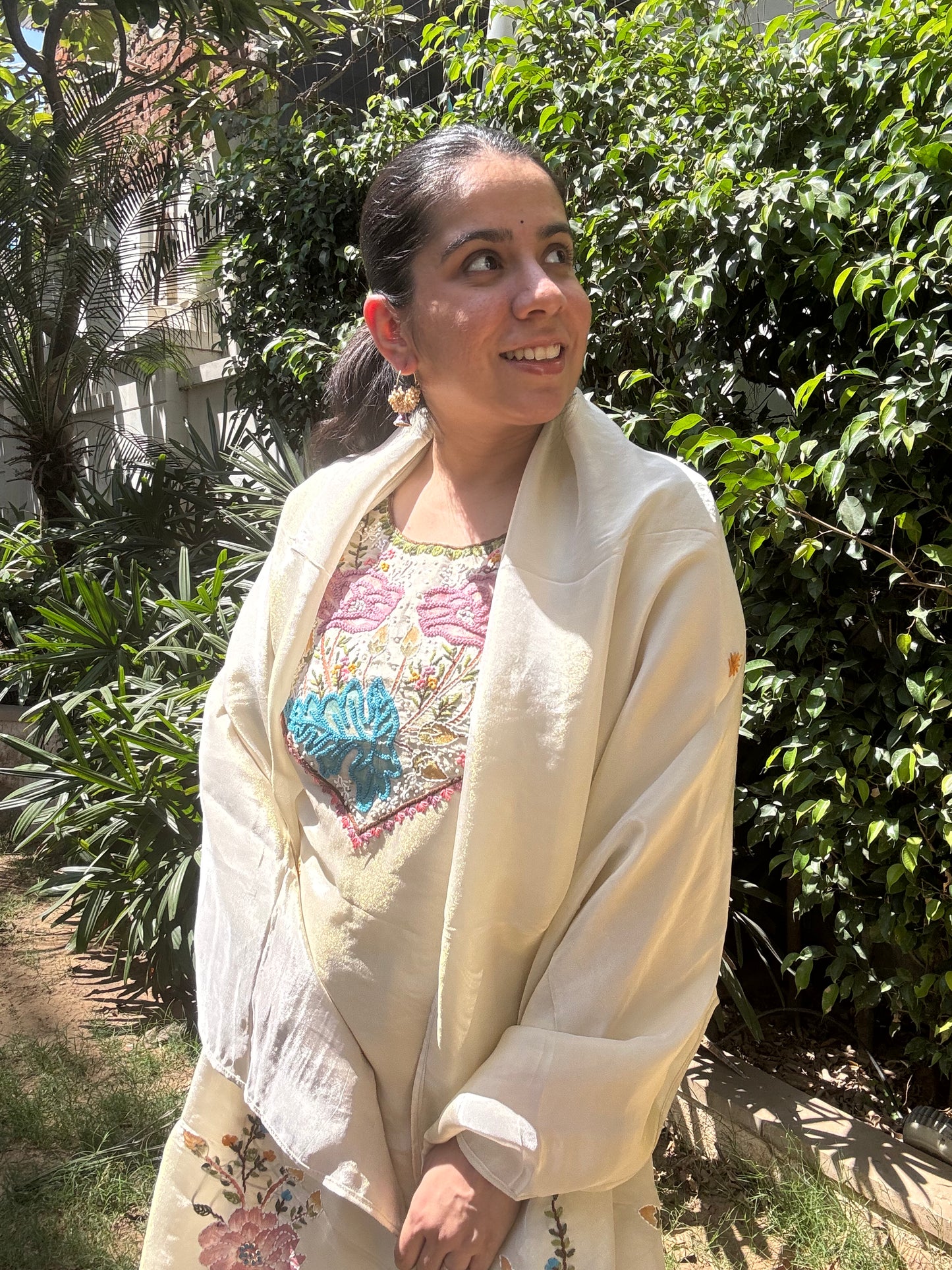 Cream Tissue Silk Suit Set