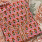 Thread Embroidered Cotton Block Printed Unstitched Suit Set