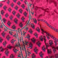 Thread Embroidered Cotton Block Printed Unstitched Suit Set