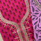 Thread Embroidered Cotton Block Printed Unstitched Suit Set