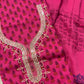 Thread Embroidered Cotton Block Printed Unstitched Suit Set