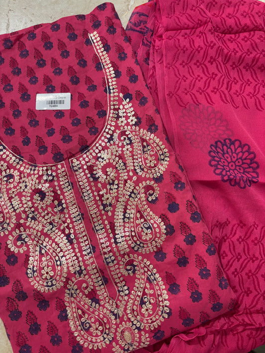 Gotta Patti Cotton Block Printed Unstitched Suit Set