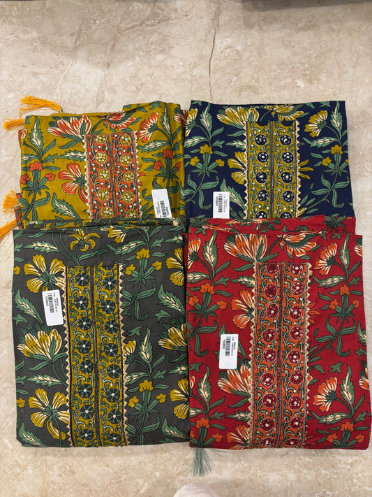 Embroidered Cotton Block Printed Unstitched Suit Set
