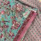 Cotton Block Printed Chiffon Dupatta Unstitched Suit Set