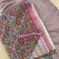 Cotton Block Printed Chiffon Dupatta Unstitched Suit Set
