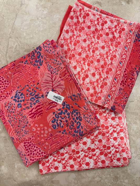 Cotton Block Printed Unstitched Suit Set